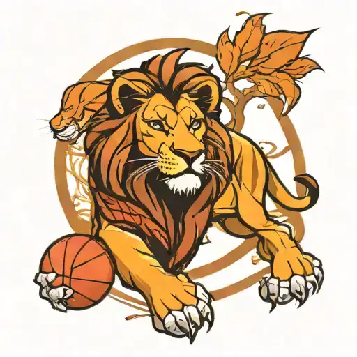 Lion King And Basketball Ball Surrounded