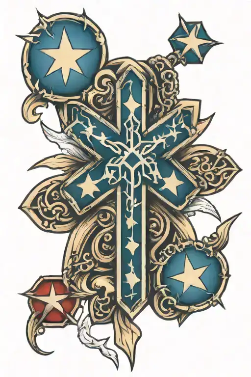 Star Of Life With Puerto Rican Designs
