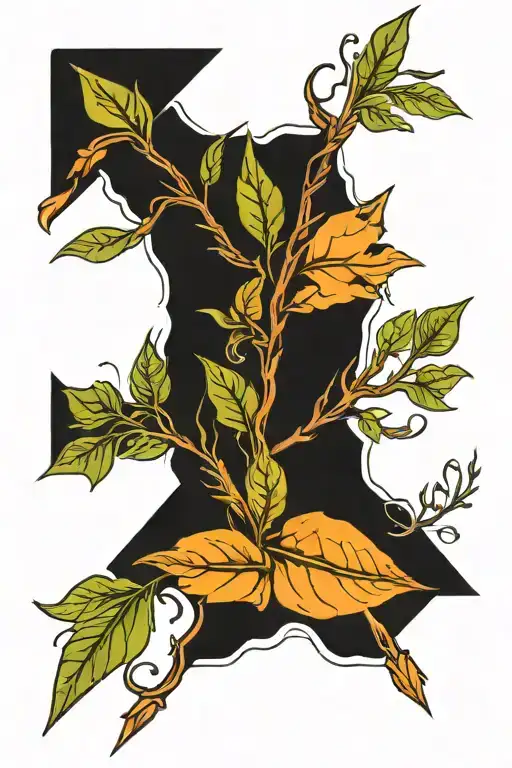 Arrow Going Thru A Leaf Branch Intertwined