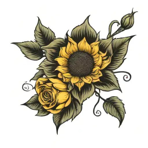 Sunflower And Rose