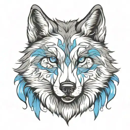 Wolf With Blue Eyes Closed