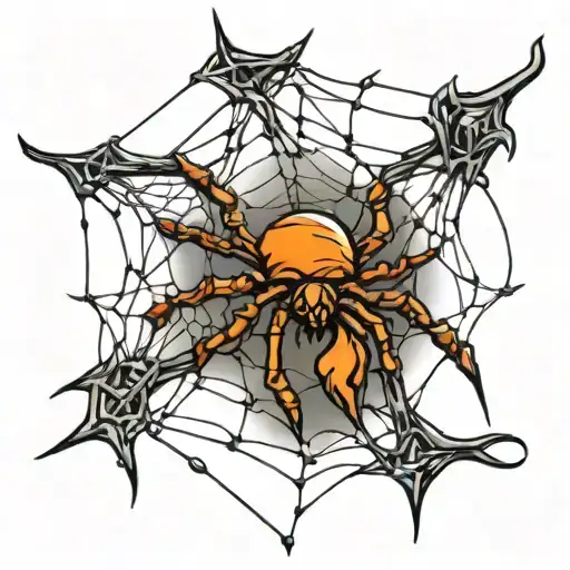 Barb Wire In The Shape Of A Spider Web On Elbow