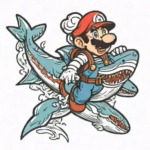 Mario On A Shark Emerging