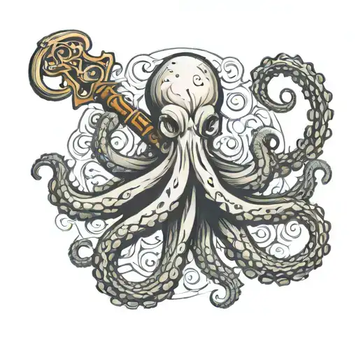 Octopus Holding A Trident