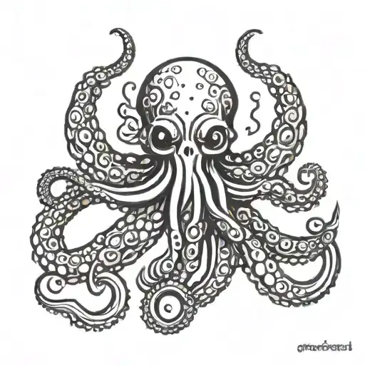 Octopus Holding A Trident Piercing