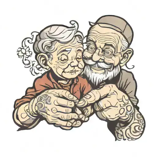 Granddad And Grandson Holding Hands