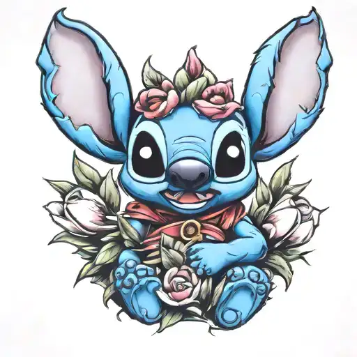 Disney Stitch Holding Tulips