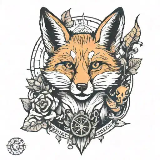 Satanic Fox With Dinosaurs