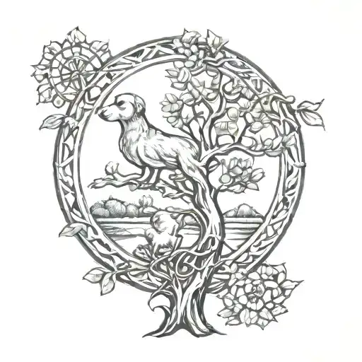 Outline Dog Occitan Cross Tree Of Life