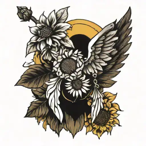 Sunflower You Are My Sunshine Rosary Angel Wings Grandma