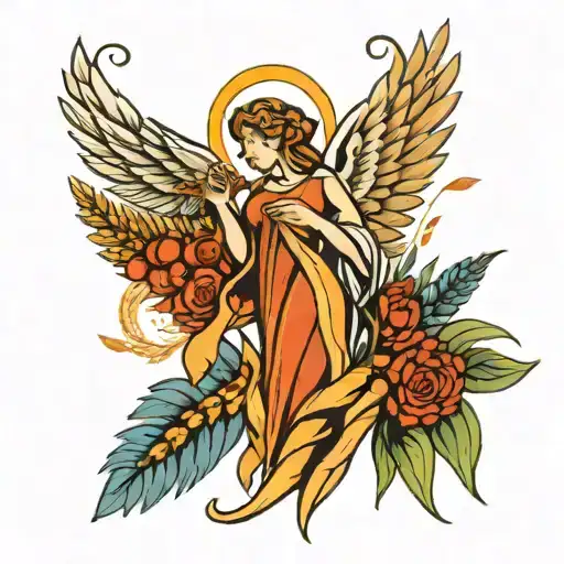 Virgo Sign With Wheat And Angel