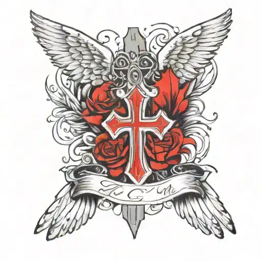 Broken Wings With Ashes With A Cross In The Middle Drawing