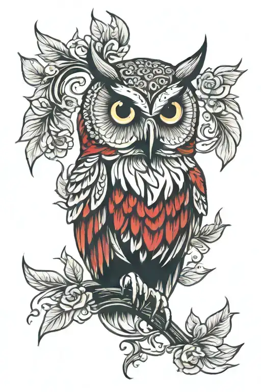 Owl Red Back Of The Upper Arm