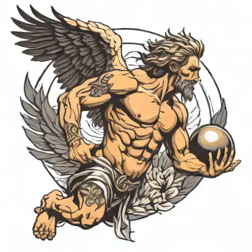 Prometheus Greek God Witn An Eagle Flying