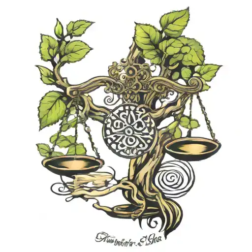 Tree Of Life Intertwined Work Scales Of Justice