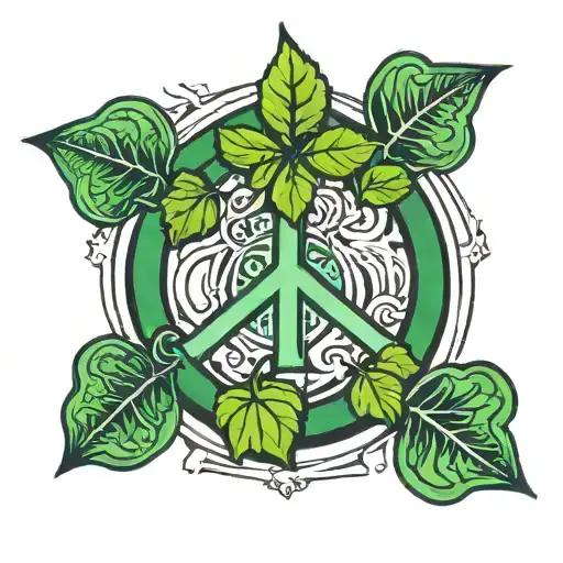 Peace Symbol With Weed Leaf Clover Inside