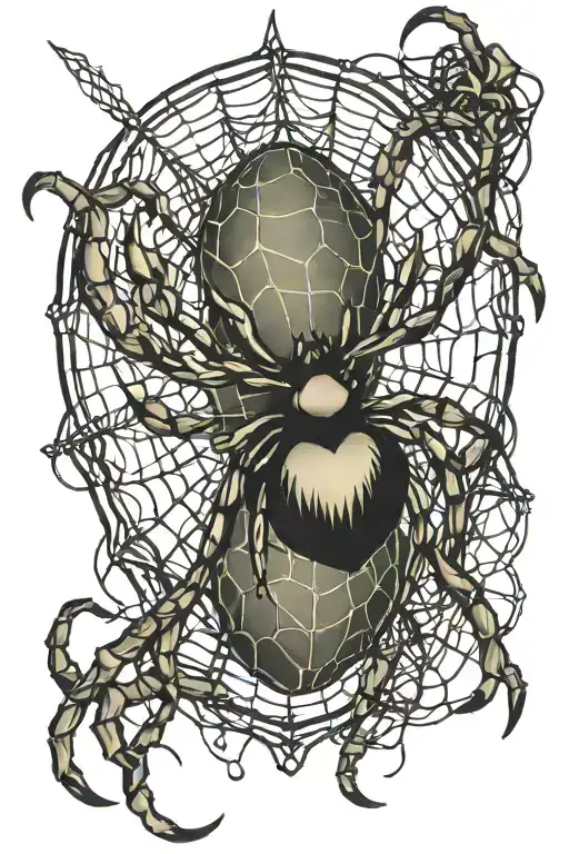 Heart Web W Spider Weaving A Web