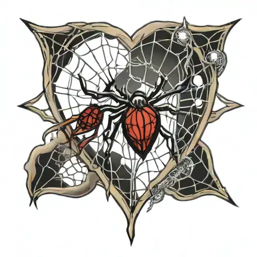 Heart Web W Spider Weaving A Web