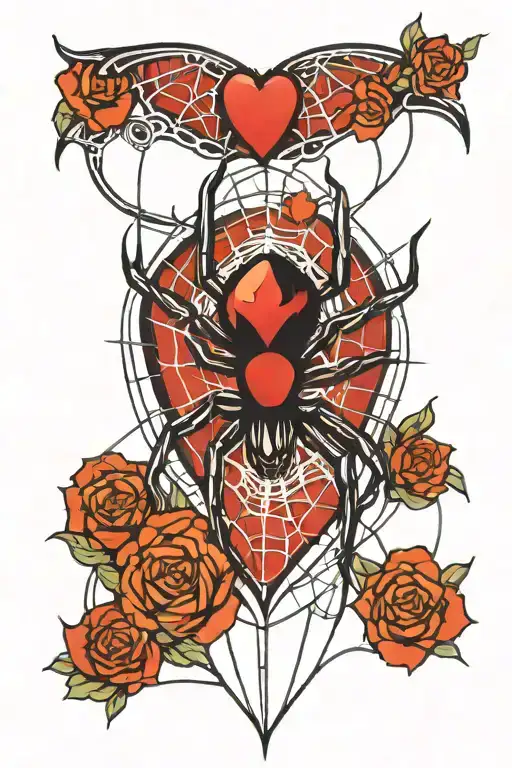 Heart Web W Spider Down In The Middle