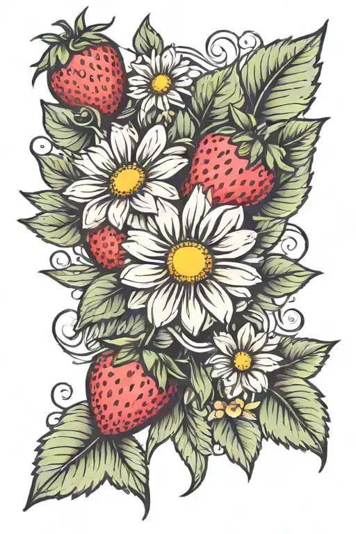 Daisy Flower With Strawberries