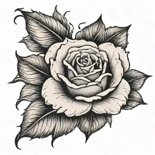 Black And Grey Rose On Hand