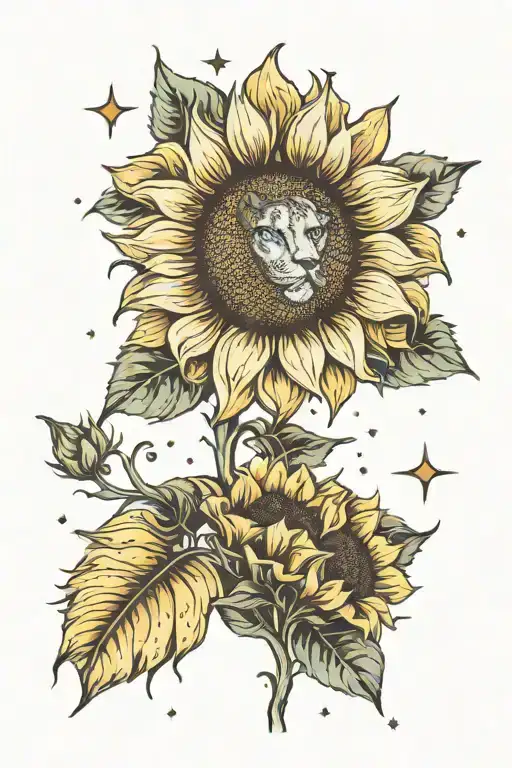 Sunflower With Leo Constellation