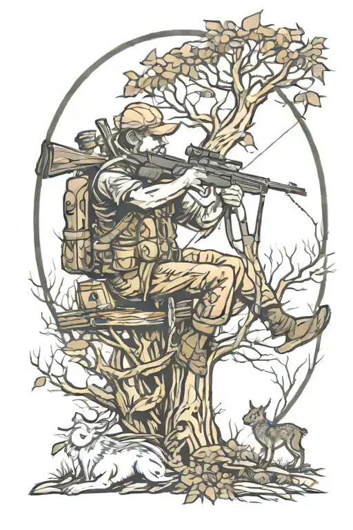 Bow Hunting Treestand Scene