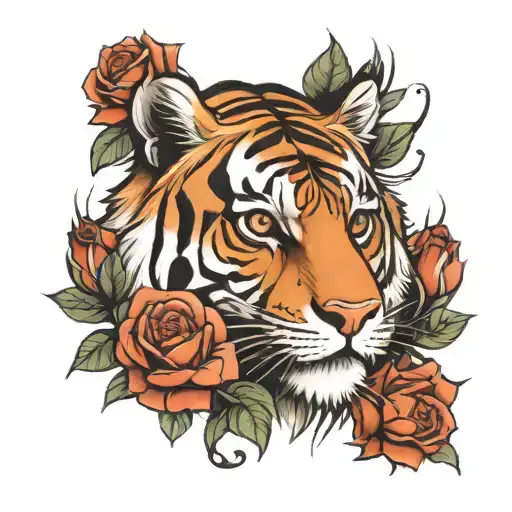 Tiger And Roses
