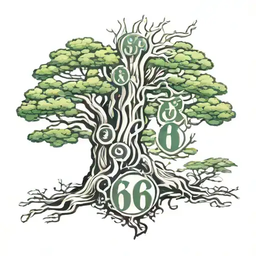 Forest Tree Engraving On A Tree With The Numbers 66 And 68