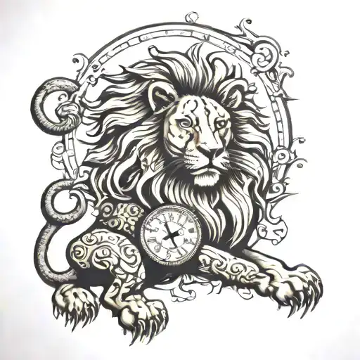 Lion With Clock