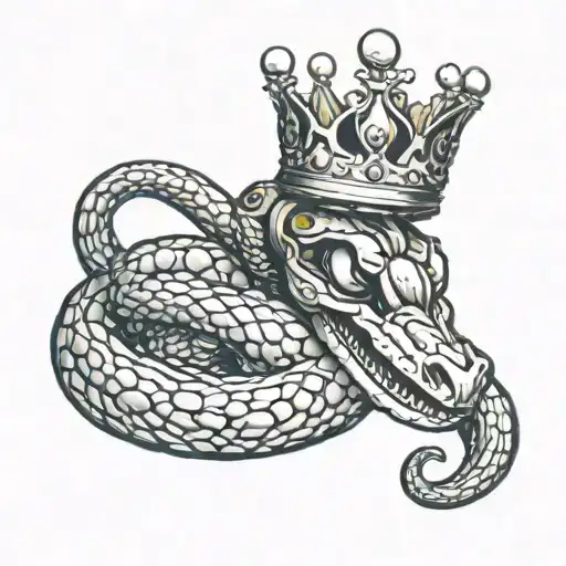 Snake Wrapped Around 8 Ball With A Crown On Top