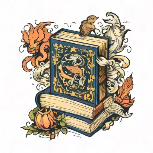 A Book Surrounded By Magic With Mythical Creatures Emeging From It