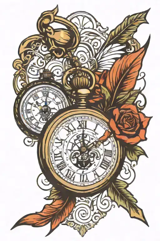 2 Pocket Watch With Arrow Going