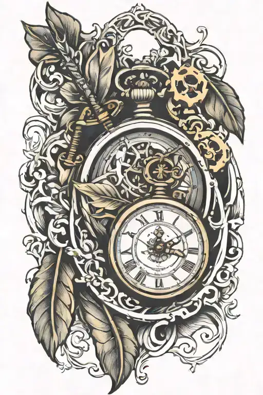 2 Pocket Watch With Arrow Piercing