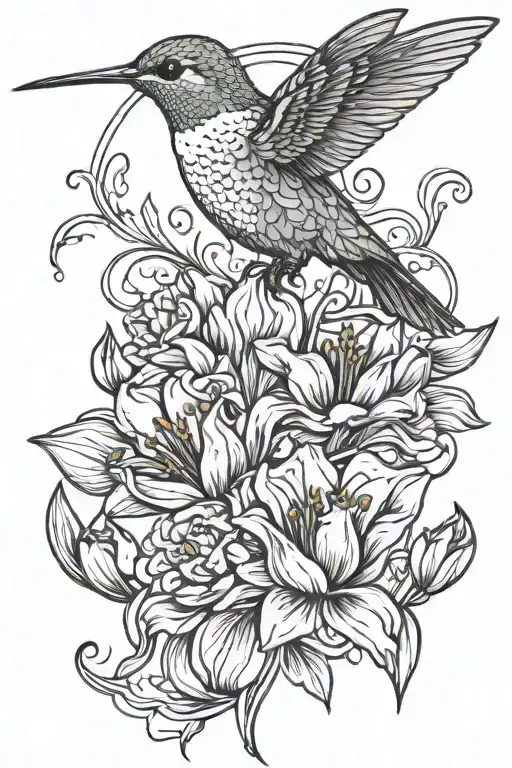 Hummingbird And Tulips Coming