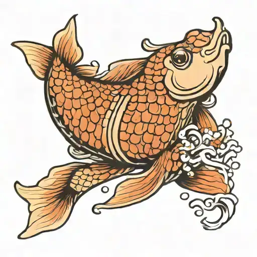 Koi Fish Swimming Upstream