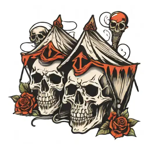 Skull And Two Tents