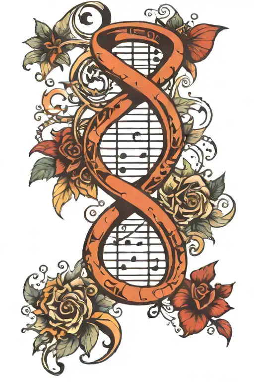Dna With Music Elements And Notes Intertwined