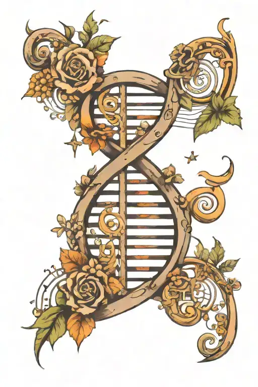 Dna With Music Elements And Notes Intertwined