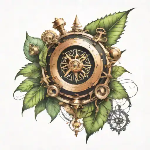 Futuristic Steampunk Compass With Forest Scene