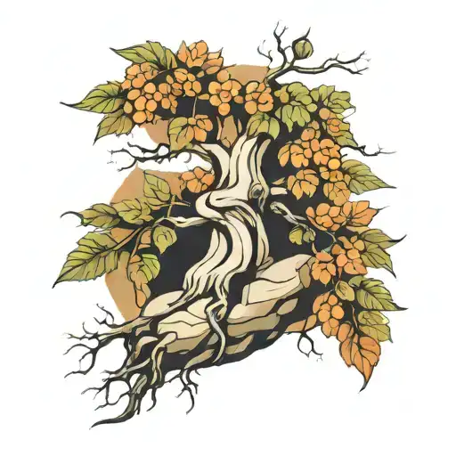 Beech Tree And Stone