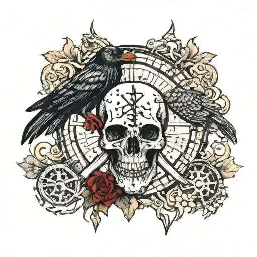 Vegvisir In Crow Skull