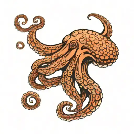 Octopus On Calf Sized Tatto