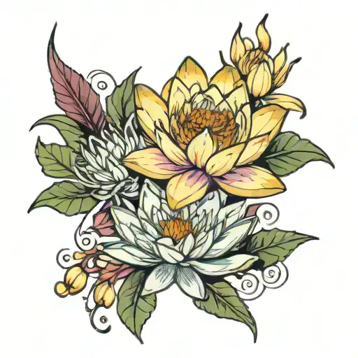 Water Lilly And Aster Flower Leg Sleeve