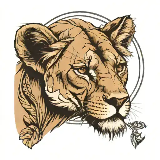 Lioness With Leo Symbol Incorporated