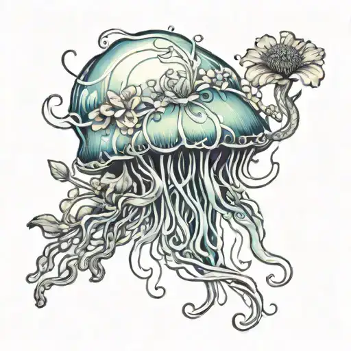 Jelly Fish And Flowers