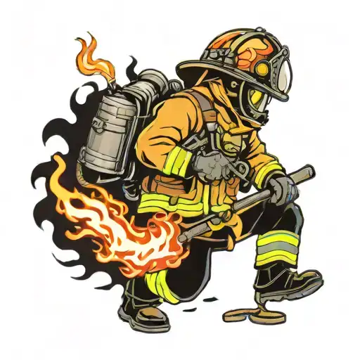 Firefighter Battling Flames