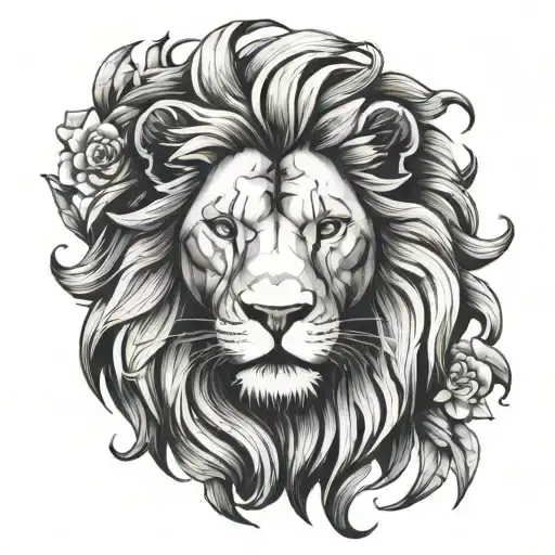 Black And White Lion Tattoo Wrapped Around Forearm