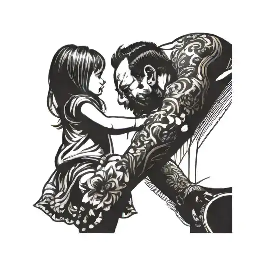 Father Daughter Holding Hands Picking