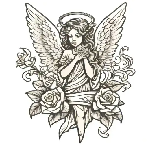 Angel Holding Rose